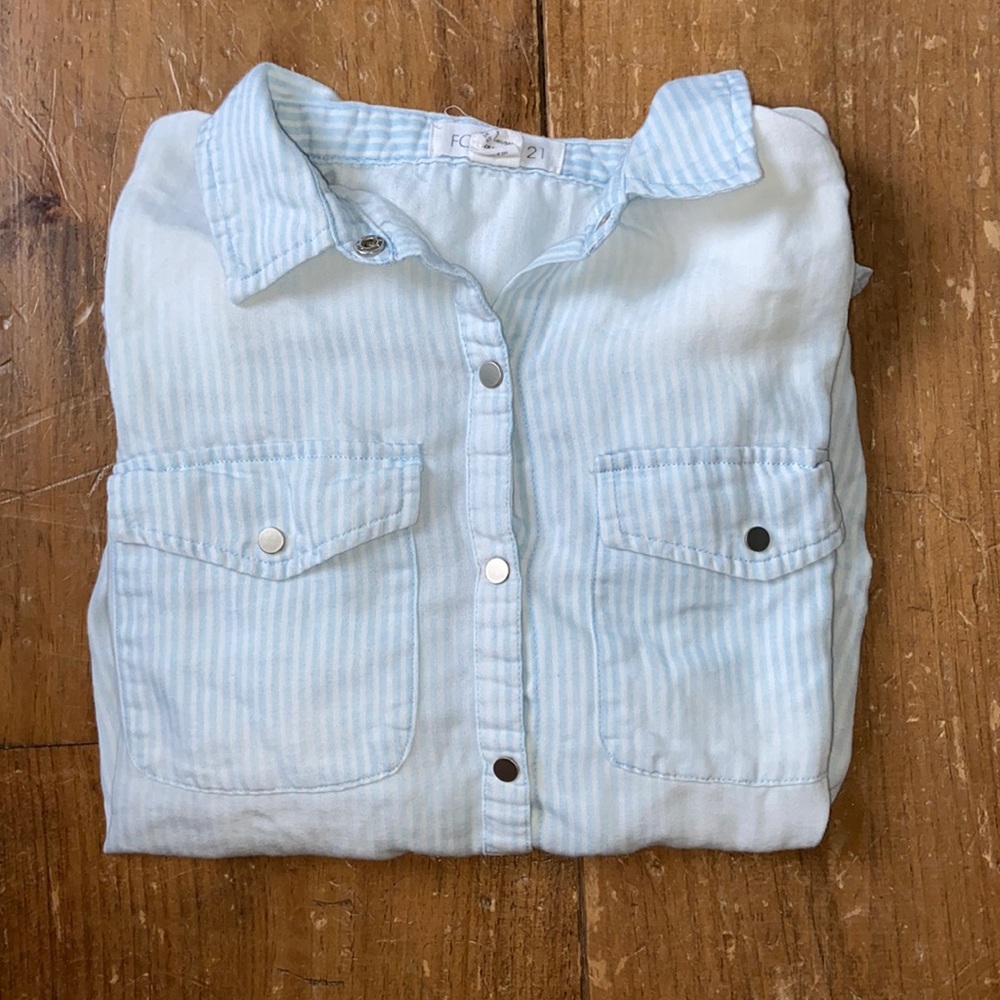 Forever 21 - Blue & White Striped Button Up (Size S)